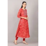 Generic Women's Casual 3/4 Sleeve Cotton Blend Printed Kurti (Red) - Image 3