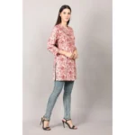 Generic Women's Casual 3/4 Sleeve Viscose Rayon Printed Kurti (Pink) - Image 3