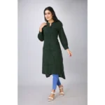 Generic Women's Casual Full Sleeve Viscose Rayon Printed Kurti (Dark Green) - Image 3