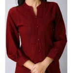 Generic Women's Casual Full Sleeve Viscose Rayon Printed Kurti (Maroon) - Image 2