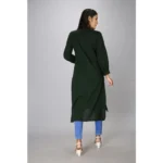 Generic Women's Casual Full Sleeve Viscose Rayon Printed Kurti (Dark Green) - Image 5