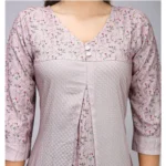 Generic Women's Casual 3/4 Sleeve Viscose Rayon Printed Kurti (Grey) - Image 2