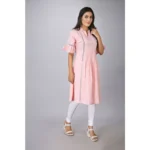 Generic Women's Casual Short Sleeve Silk Blend Printed Kurti (Pink) - Image 3