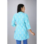 Generic Women's Casual 3/4 Sleeve Cotton Blend Printed Kurti (Light Blue) - Image 5