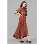 Generic Women's Casual 3/4 Sleeve Viscose Rayon Strip Kurti (Multicolor) - Image 3