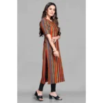 Generic Women's Casual 3/4 Sleeve Viscose Rayon Strip Kurti (Multicolor) - Image 3