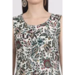 Generic Women's Casual Sleeveless Viscose Rayon Printed Kurti (White) - Image 2
