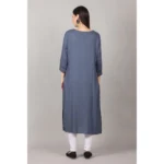 Generic Women's Casual 3/4 Sleeve Viscose Rayon Printed Kurti (Grey) - Image 5