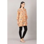 Generic Women's Casual 3/4 Sleeve Viscose Rayon Printed Kurti (Orange) - Image 3