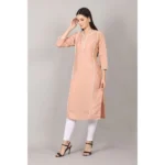 Generic Women's Casual 3/4 Sleeve Silk Blend Printed Kurti (Orange) - Image 2