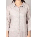 Generic Women's Casual 3/4 Sleeve Cotton Blend Printed Kurti (Grey) - Image 2