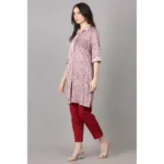 Generic Women's Casual 3/4 Sleeve Viscose Rayon Printed Kurti (Purple) - Image 3