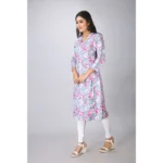Generic Women's Casual 3/4 Sleeve Viscose Rayon Printed Kurti (Grey) - Image 3