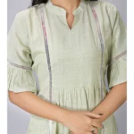 Generic Women's Casual Short Sleeve Silk Blend Printed Kurti (Green) - Image 2