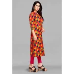 Generic Women's Casual 3/4 Sleeve Tussar Silk Printed Kurti (Pink) - Image 3