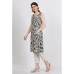 Generic Women's Casual Sleeveless Viscose Rayon Printed Kurti (White) - Image 3