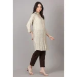 Generic Women's Casual 3/4 Sleeve Viscose Rayon Printed Kurti (Beige) - Image 3