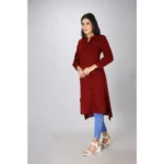 Generic Women's Casual Full Sleeve Viscose Rayon Printed Kurti (Maroon) - Image 3