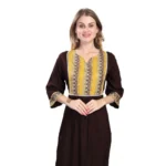 Generic Women's Casual 3/4 Sleeve Viscose Rayon Printed Kurti (Brown) - Image 2