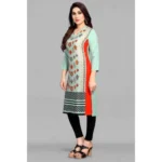 Generic Women's Casual 3/4 Sleeve Viscose Rayon Printed Kurti (Light Blue) - Image 2
