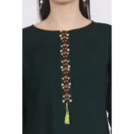 Generic Women's Casual 3/4 Sleeve Viscose Rayon Printed Kurti (Green) - Image 2