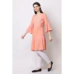 Generic Women's Casual 3/4 Sleeve Viscose Rayon Printed Kurti (Orange) - Image 3