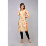 Generic Women's Casual 3/4 Sleeve Viscose Rayon Printed Kurti (Orange) - Image 3