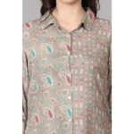 Generic Women's Casual 3/4 Sleeve Viscose Rayon Printed Kurti (Grey) - Image 2