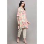 Generic Women's Casual 3/4 Sleeve Viscose Rayon Printed Kurti (Pink) - Image 3