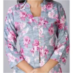 Generic Women's Casual 3/4 Sleeve Viscose Rayon Printed Kurti (Grey) - Image 2