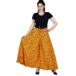 Women's Yellow Printed Cotton Palazzo