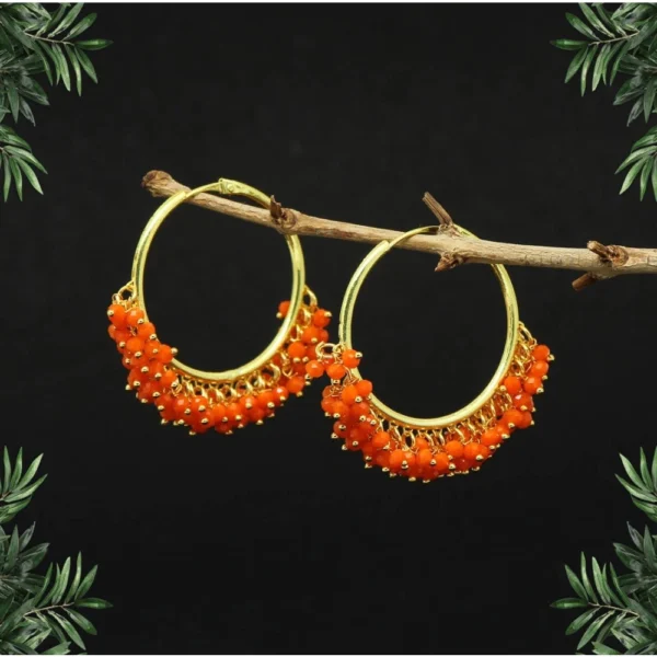 Orange Antique Hoop Earrings