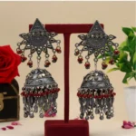 Buy Maroon Oxidised Jhumka
