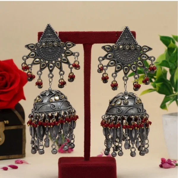 Buy Maroon Oxidised Jhumka