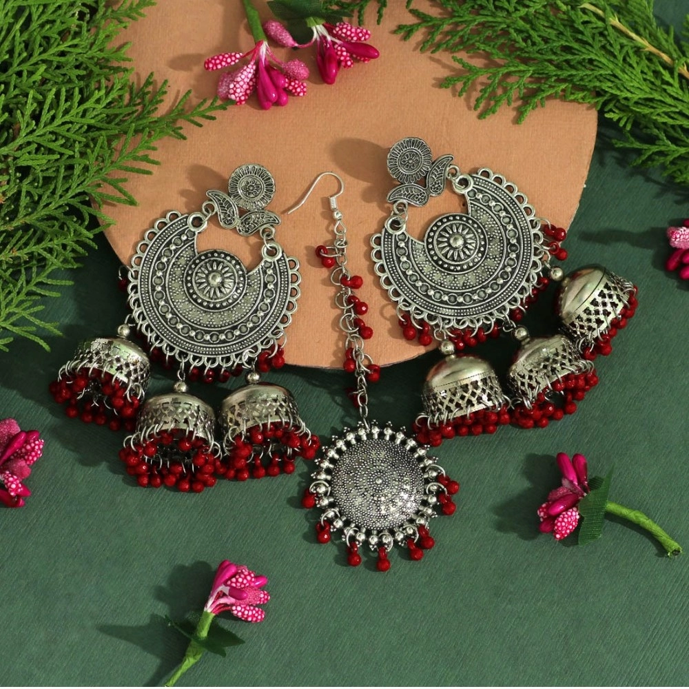 oxidised earrings tikka set