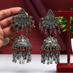 Buy Maroon Oxidised Jhumka