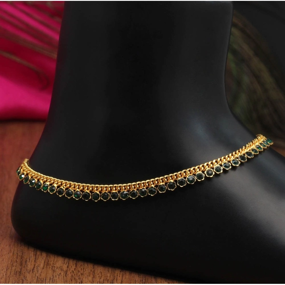 green rhinestone anklets online