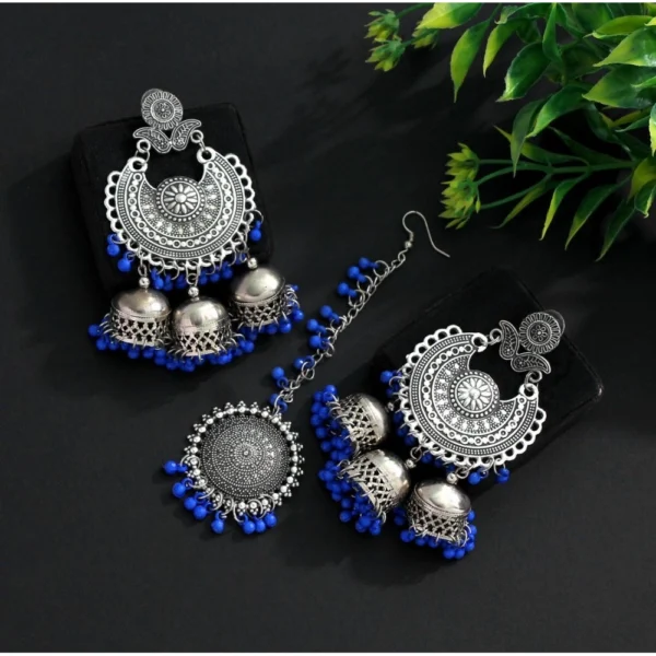 oxidised earrings tikka set