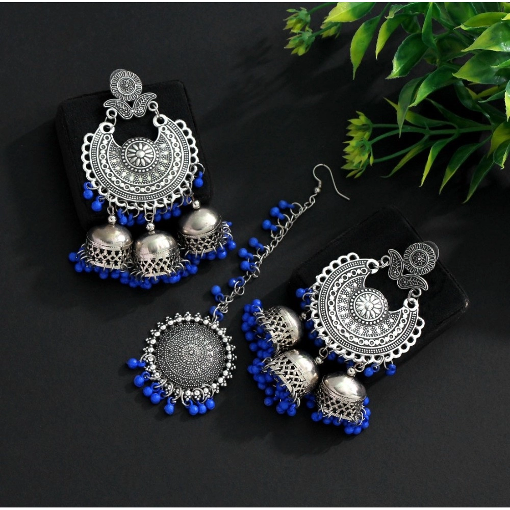 oxidised earrings tikka set