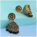 Gold Oxidised Jhumki Earrings
