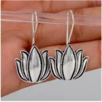 oxidised lotus earrings