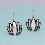 oxidised lotus earrings