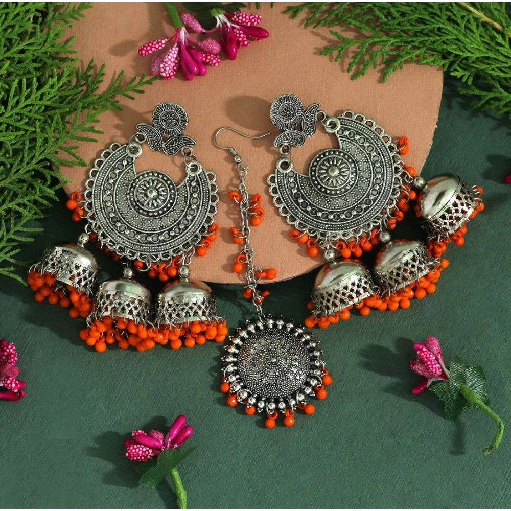 oxidised earrings tikka set