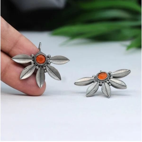 buy orange oxidised earrings online