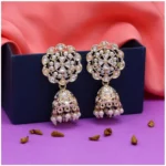 Generic Women's White Color Kundan Earrings - Image 2