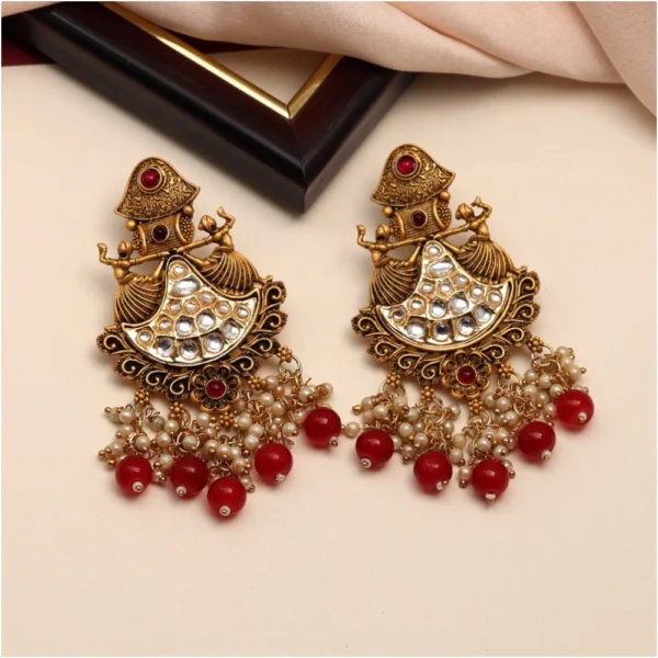 Maroon Kundan Earrings