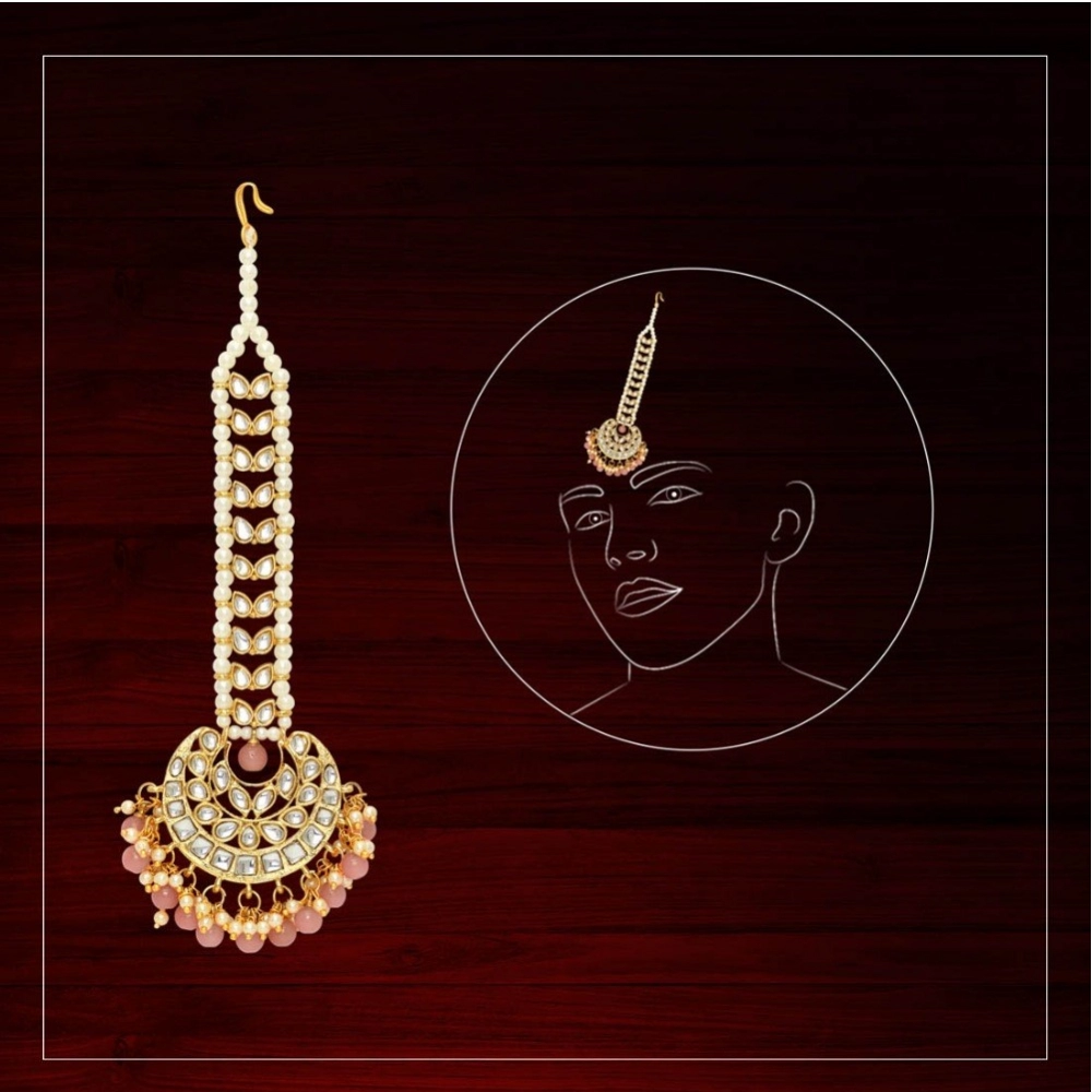 53500808552_6dfd8a6131_o_d-1000x1000-1.webp Generic Women's Dark Peach Color Kundan Maang Tikka - Image 1