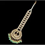 Generic Women's Green Color Imitation Pearl & Kundan Maang Tikka - Image 2