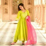 Light Green Cotton Kurti Set - Angle 4
