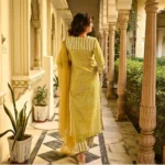 Mustard Cotton Kurti Set - Angle 8